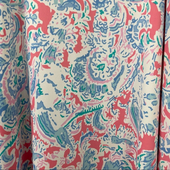 Antibes Blanc Blue Pink Floral V-Neck Cami Strap Butterfly Hem Swing Sundress S - Picture 6 of 11